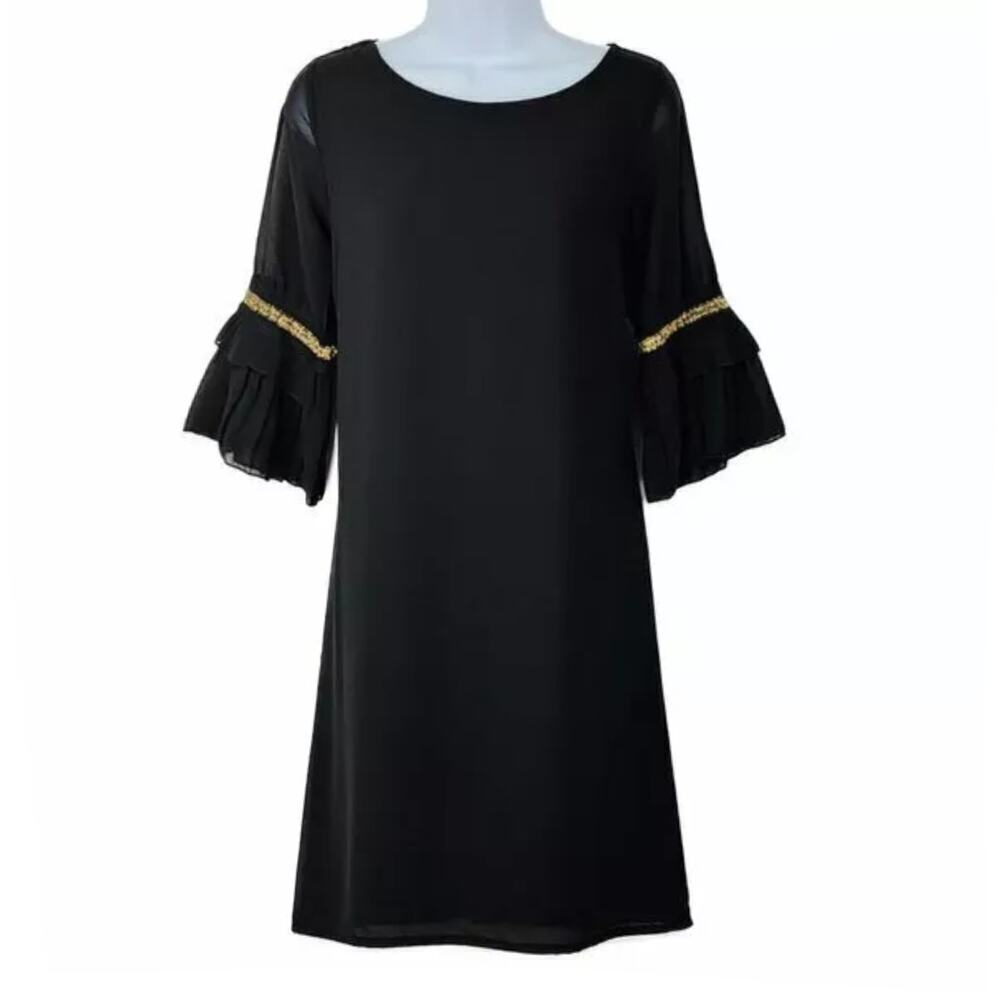 New MIM'S CREAZIONI Made In Italy Sheer Overlay Pleated Cuff Cocktail Mini Dress - Picture 5 of 10